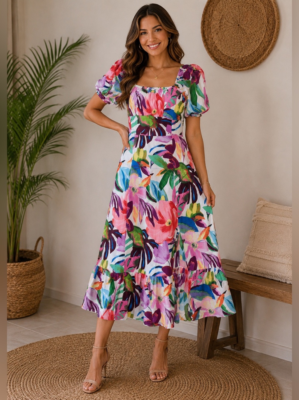NWT Derhy Floral Style Pauline Dress Color Rouge Red Size XL Women's